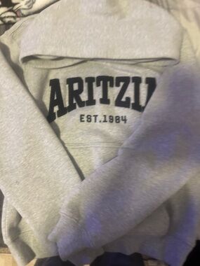 Aritzia Light Gray Crewneck Sweatshirt with Black Lettering